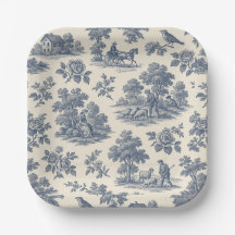 Midnight in the Meadow – Blue Toile Paper Plates