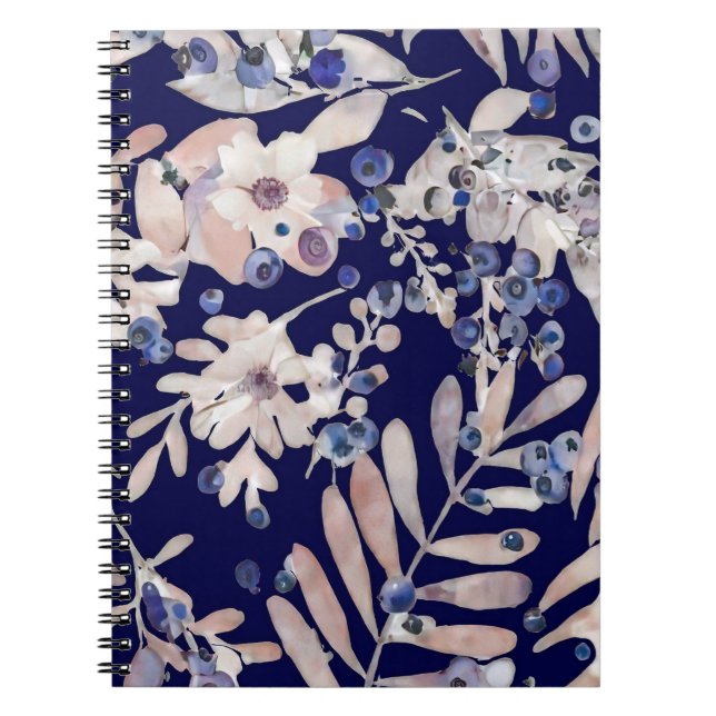 Midnight Indigo Eucalyptus & Blueberry Botanical Notebook (Front)