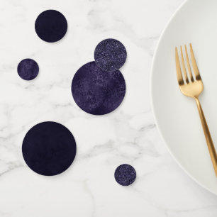 Midnight Indigo Romance Satiny Grunge Damask Confetti
