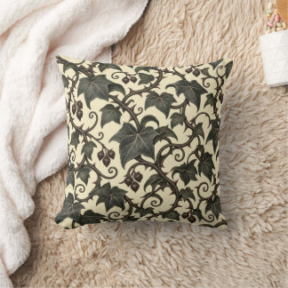Midnight Ivy – Dark Gothic Botanical Vine Pattern Cushion