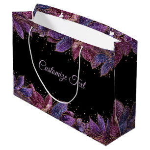 Midnight Jewel Leaf Elegance Purple Blue Foliage Large Gift Bag