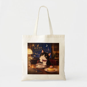 Midnight Kissaten Cat Tote Bag Japanese Retro Ca