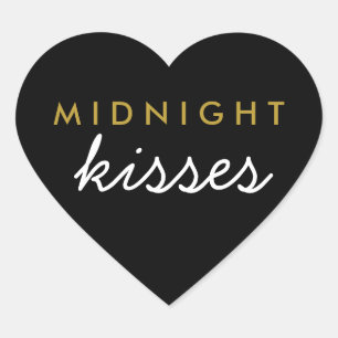 Midnight Kisses Wedding Party Sticker Black Gold