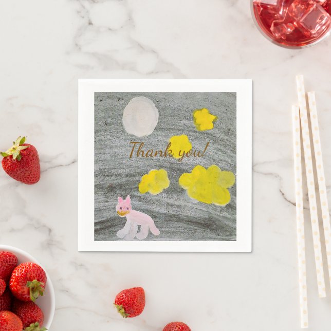 Midnight Kitty Adventure Thank You Card Napkin (Insitu)