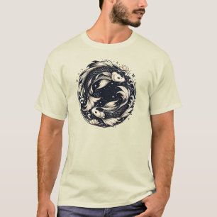 Midnight Koi Circle Japanese Inspired Luxury Koi F T-Shirt