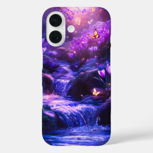 Midnight Lavender Cascade Blossoms iPhone 16 Case