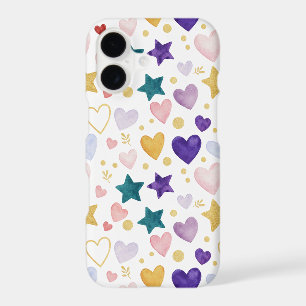 Midnight Lavender & Gold Celestial Heart Pattern