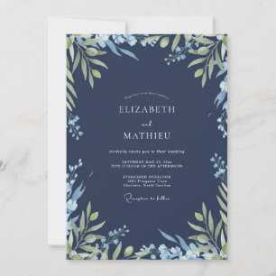 Midnight Leafy Wedding Invitation