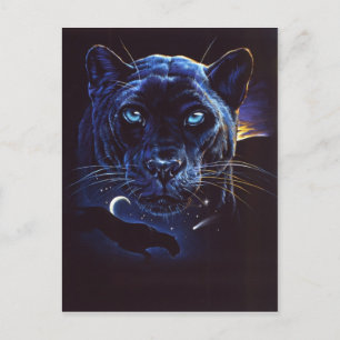 Midnight Leopard Portrait Postcard