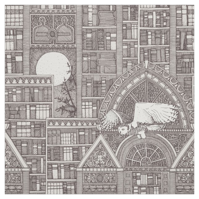 midnight library brown Fabric (Swatch)