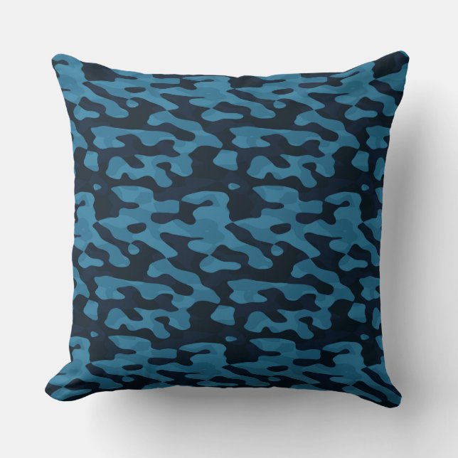 Midnight, light blue, muted blue, dark blue camo cushion (Front)
