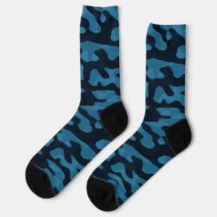 Midnight, light blue, muted blue, dark blue camo socks
