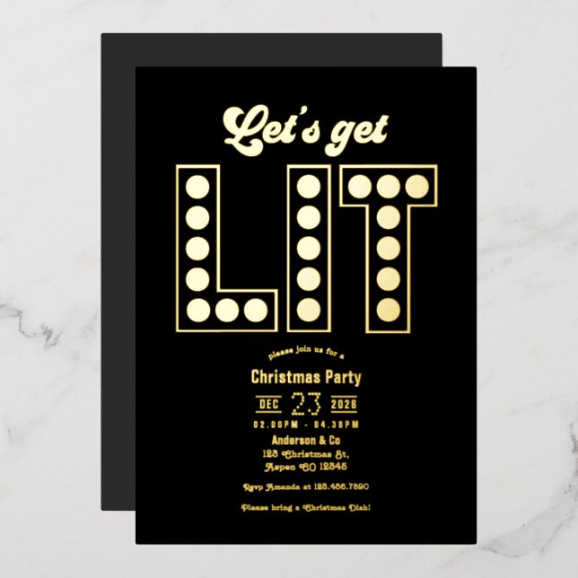 Midnight Luxe Let’s Get Lit Retro Christmas Party (Front/Back)