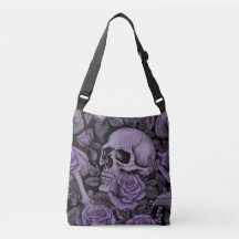 Midnight Macabre, Gothic Skull Roses in Purple