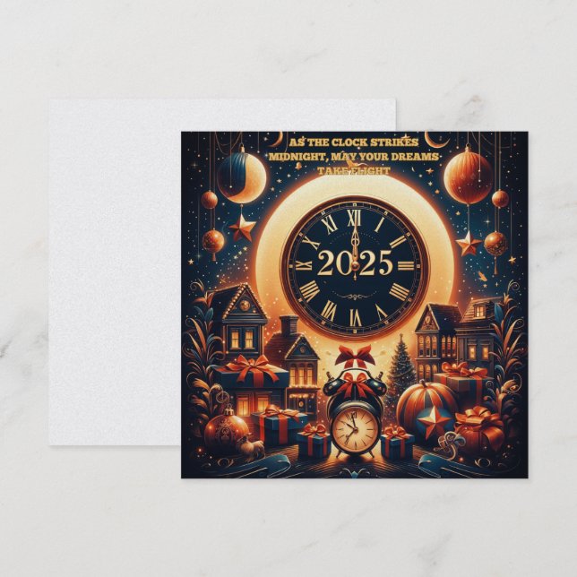 Midnight Magic: A Golden Welcome to 2025 Holiday Card (Front/Back)