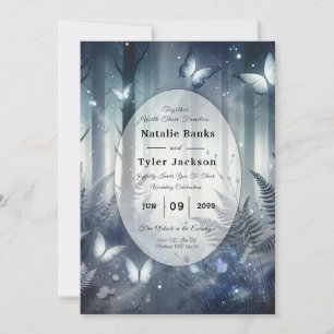Midnight Magic and Moonlit Wings Wedding Invitation