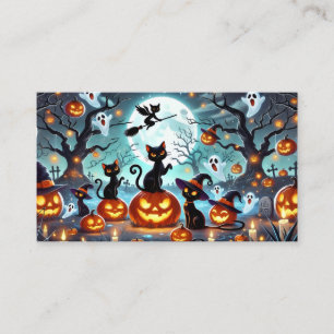 Midnight Magic: Black Cats & Pumpkins Halloween  Enclosure Card
