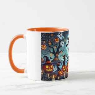 Midnight Magic: Black Cats & Pumpkins Halloween  Mug