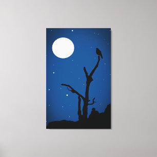 Midnight Magic Landscape Illustration Canvas Print