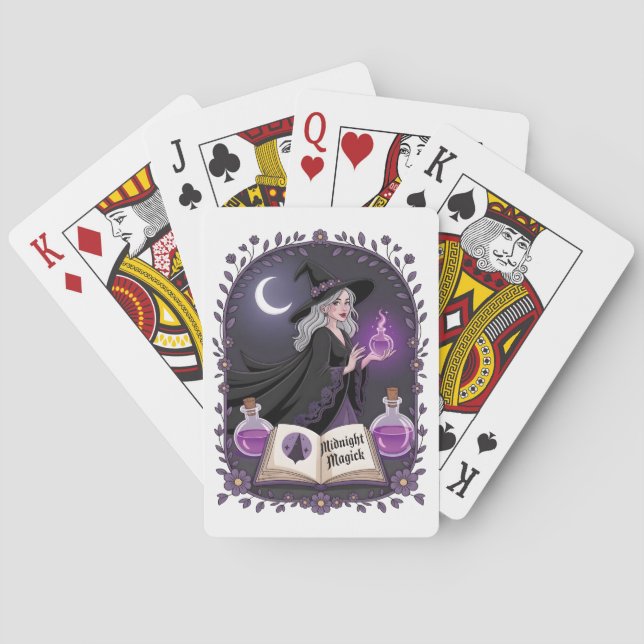 Midnight Magick Illustration of a Young Witch Playing Cards (Back)