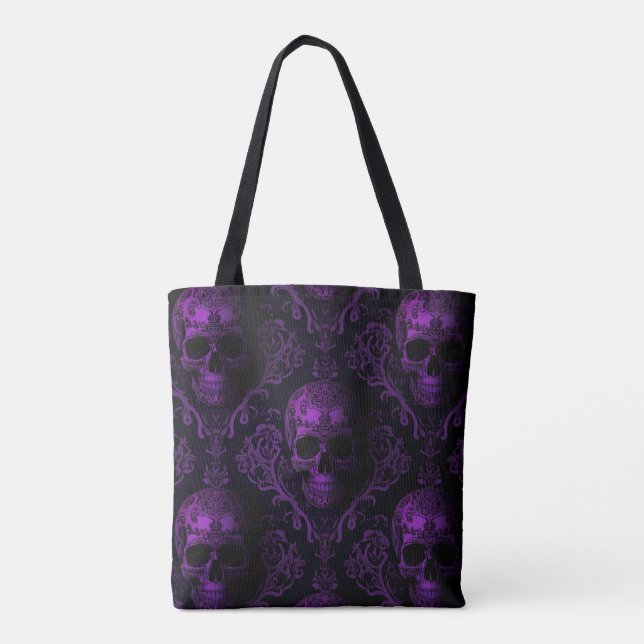 Midnight Majesty Gothic Skull Tote – Purple Baroqu (Back)