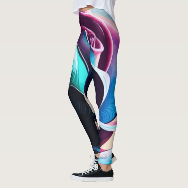 Midnight Majesty: The Dark Beauty of Black Roses Leggings (Left)