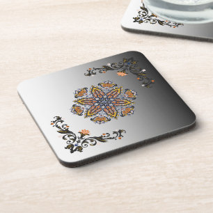 Midnight Mandala – Floral Cosmic Design Coaster