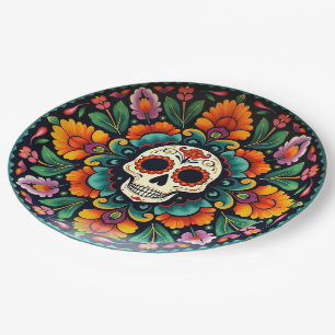 💀🎉Midnight Marigoldware Día de los Muertos Paper Plate
