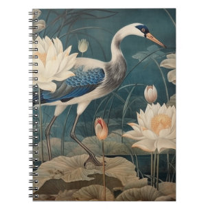 Midnight Marshland & Wading Heron Botanical Notebook