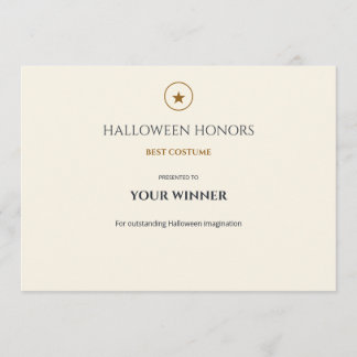 Midnight Merit Editable Halloween Award Card