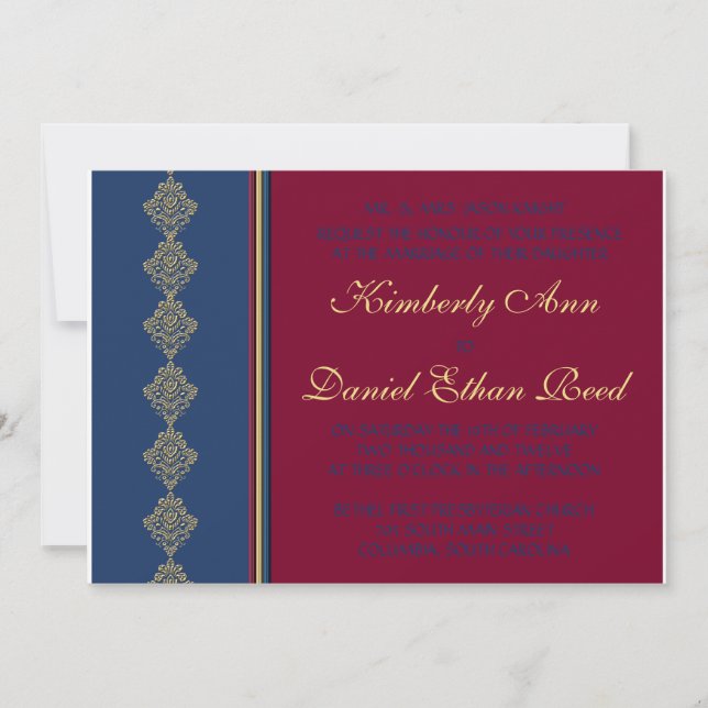Midnight Merlot Wedding Collection Invitation (Front)