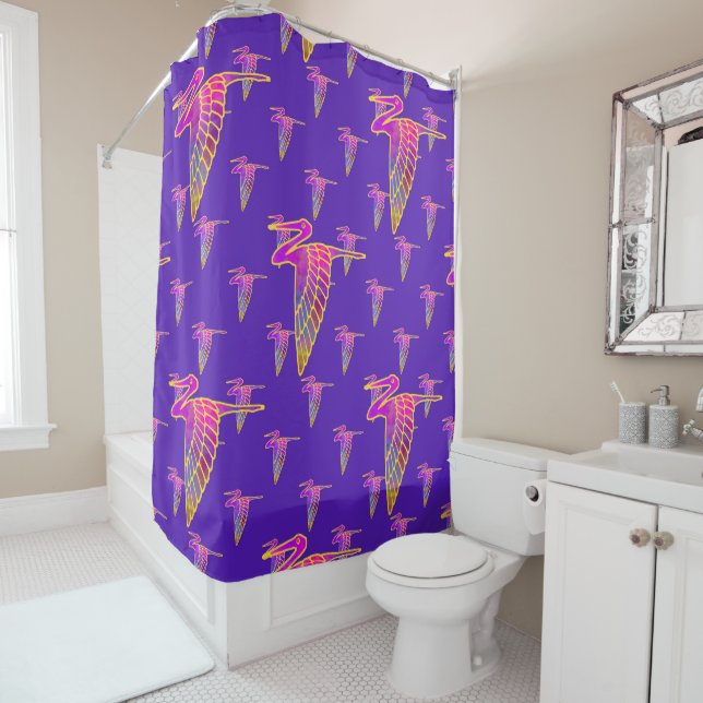 Midnight Migration Shower Curtain (In Situ)