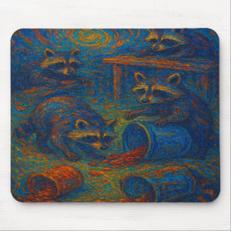 Midnight Mischief – Raccoons Getting into Trouble Mouse Pad