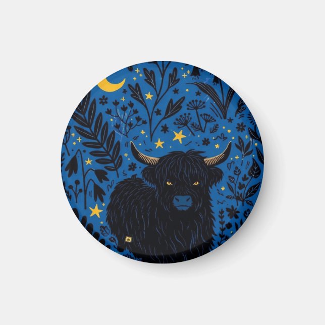 Midnight Moo Keychain Magnet (Front)
