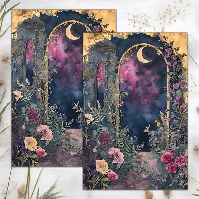 MIDNIGHT MOON GARDEN DECOUPAGE TISSUE PAPER (MIDNIGHT MOON GARDEN DECOUPAGE TISSUE PAPER)