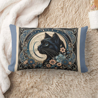 Midnight Muse in a Petaled Moon Frame Lumbar Cushion