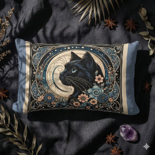 Midnight Muse in a Petaled Moon Frame Lumbar Cushion