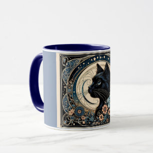 Midnight Muse in a Petaled Moon Frame Mug