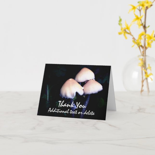 Midnight Mushrooms Nature Personalised Thank You Card (Yellow Flower)
