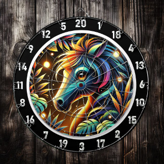 Midnight Mustang Horse in Paradise Dartboard