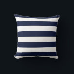 Midnight Navy Blue and White Stripes Cushion<br><div class="desc">Midnight Navy Blue and White Stripes</div>