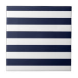 Midnight Navy Blue and White Stripes Tile<br><div class="desc">Midnight Navy Blue and White Stripes</div>