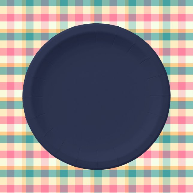 Midnight Navy Blue Solid Colour Paper Plate (Creator Uploaded)