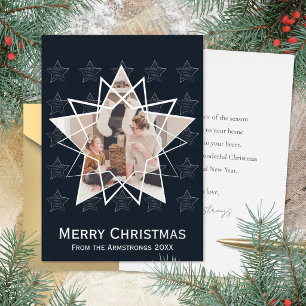 Midnight Navy Geometric Star Silver Christmas