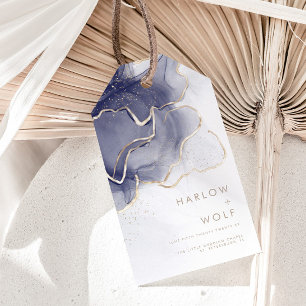 Midnight Navy Gold Elegant Modern Wedding Favour Gift Tags