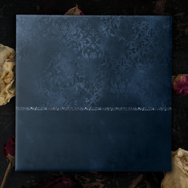Midnight Navy Romance | Blue Satiny Grunge Damask Tile (Creator Uploaded)