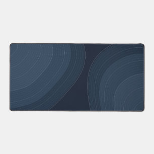 Midnight Navy Topographic Coastal Contours Desk Mat