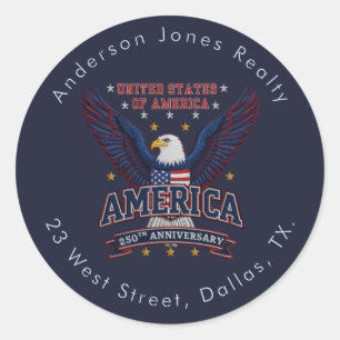 Midnight Navy USA 250 Years Celebration Custom Classic Round Sticker