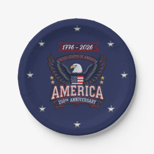 Midnight Navy USA 250 Years Party  Paper Plate