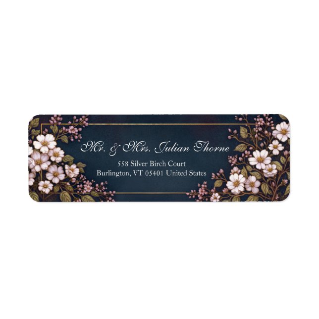 Midnight Navy White Botanical Frame (Front)